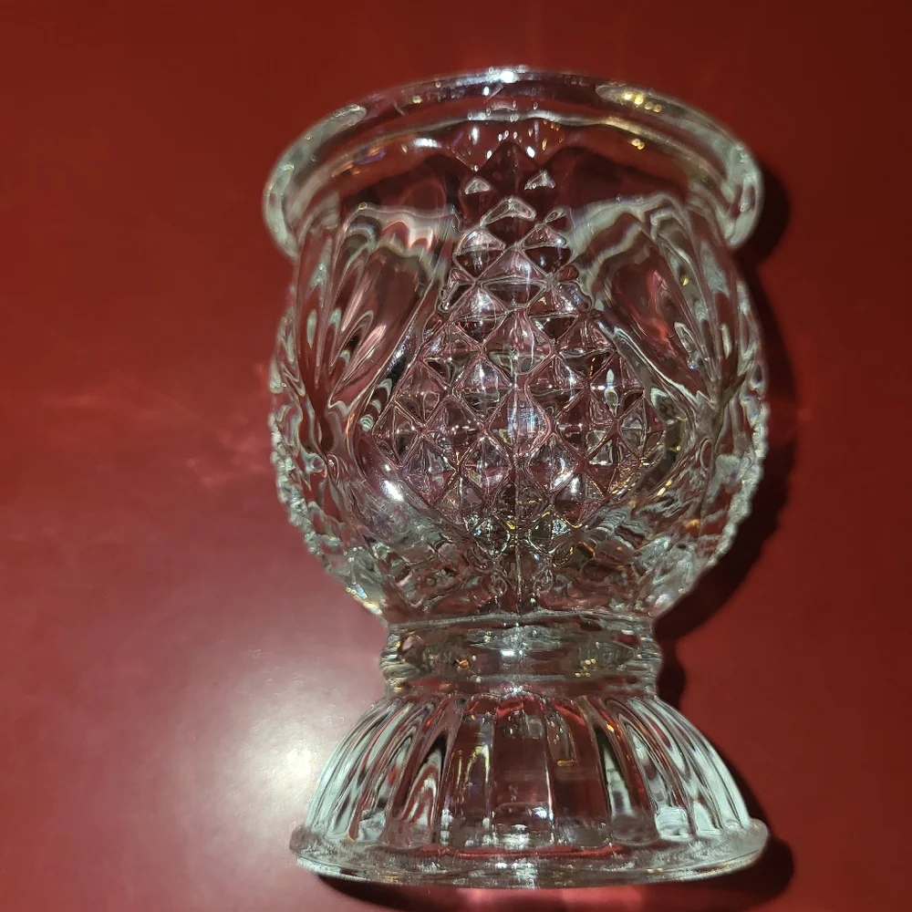 Avon Crystal Votive Candle Holder Bud Vase Vintage Glass